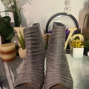 Soda Gray Strappy Ankle Booties